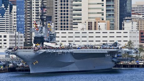 Civilian Boat Collides With USS Midway Aircraft Carrier Museum in San Diego