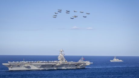 U.S. F/A-18Fs and Italian F-35Bs Simulate CAS Operations Over Black Sea