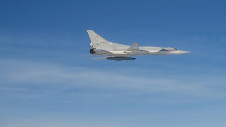Swedish Gripens Shadow Missile-Carrying Tu-22M3 Backfire Bombers over Baltic Sea